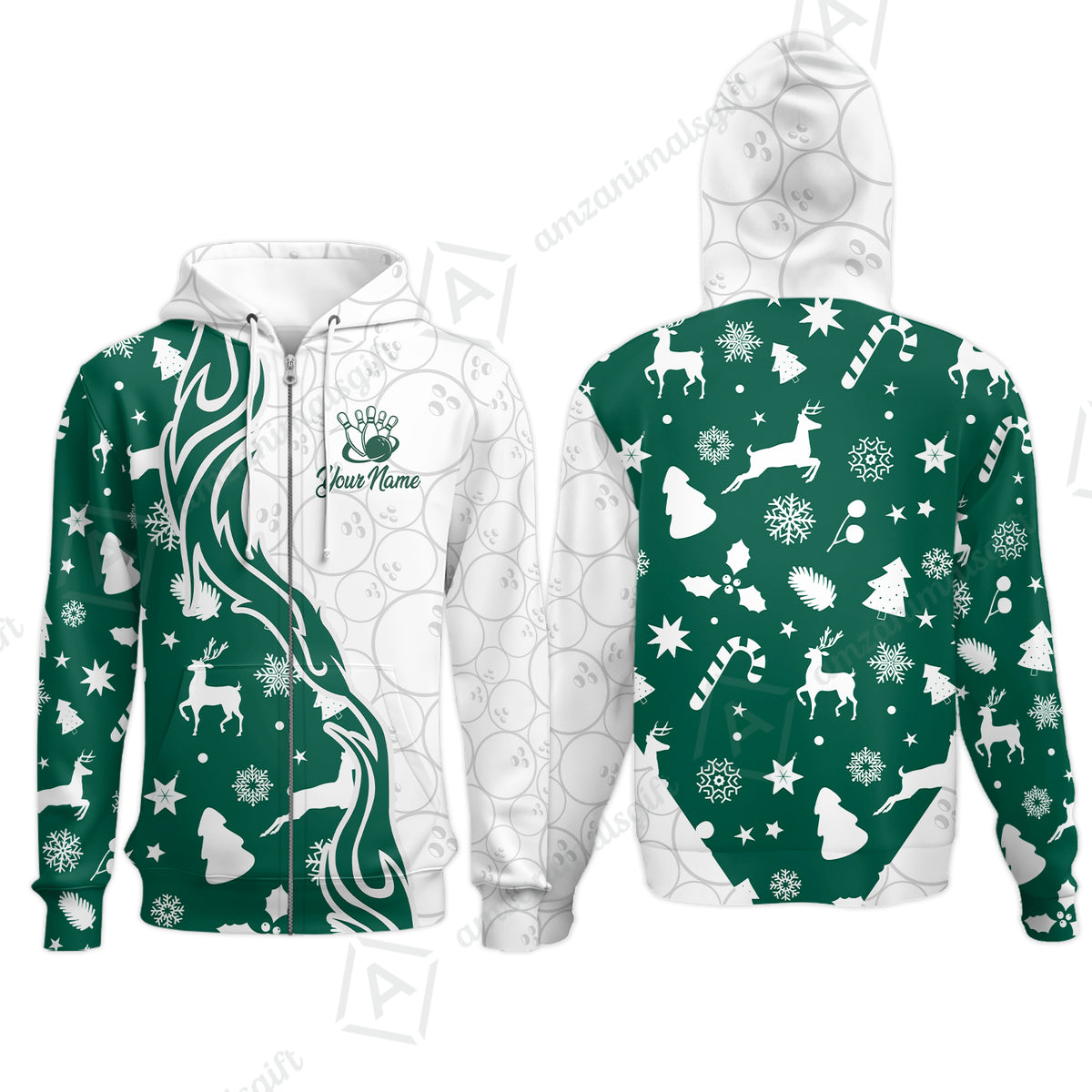 Zip Hoodie||Green