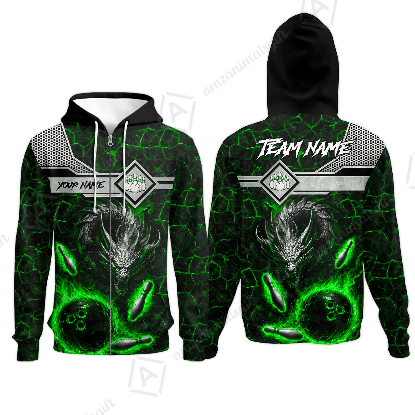 Zip Hoodie||Green