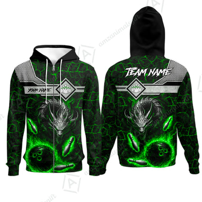 Zip Hoodie||Green