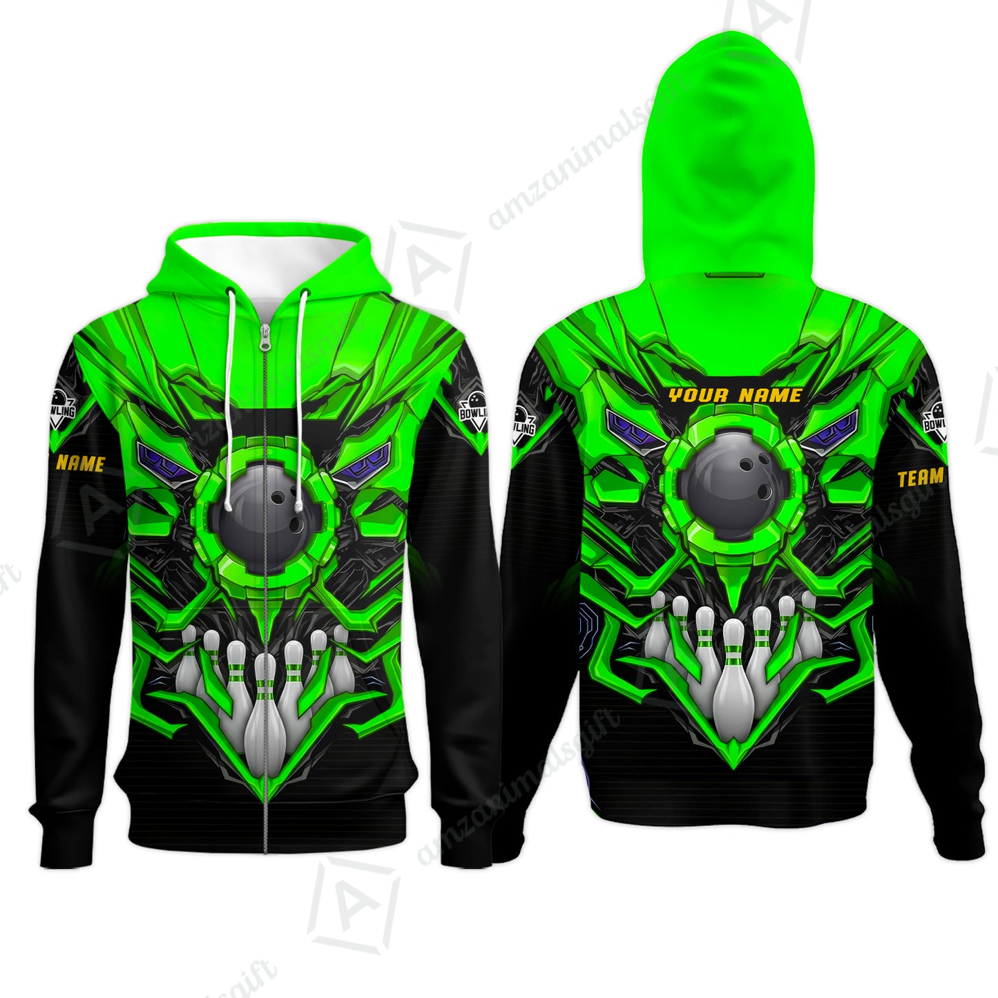 Zip Hoodie||Green