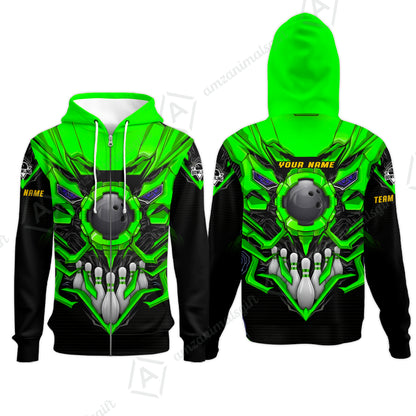 Zip Hoodie||Green