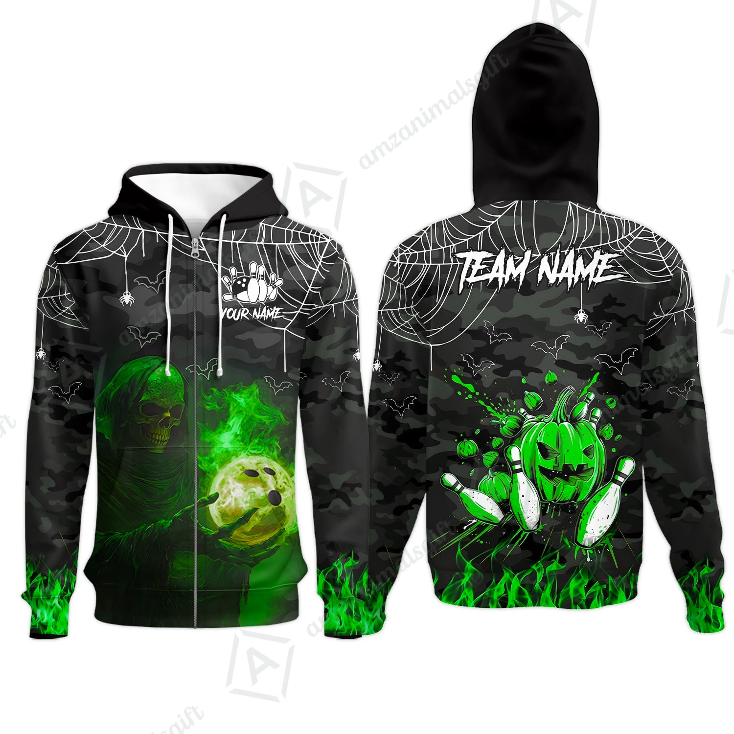 Zip Hoodie||Green