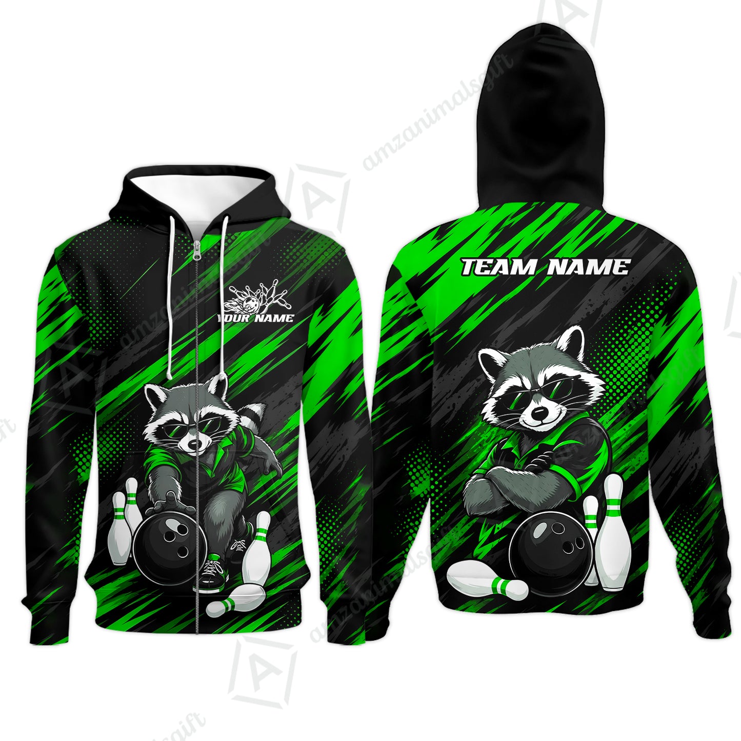Zip Hoodie||Green