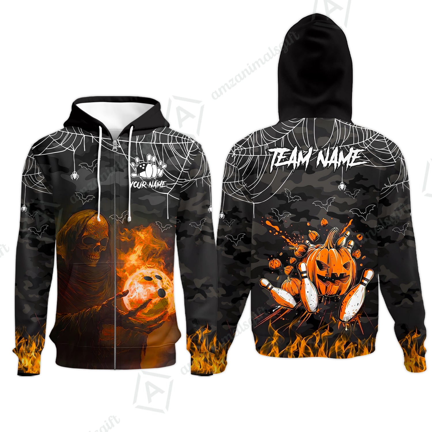 Zip Hoodie||Orange