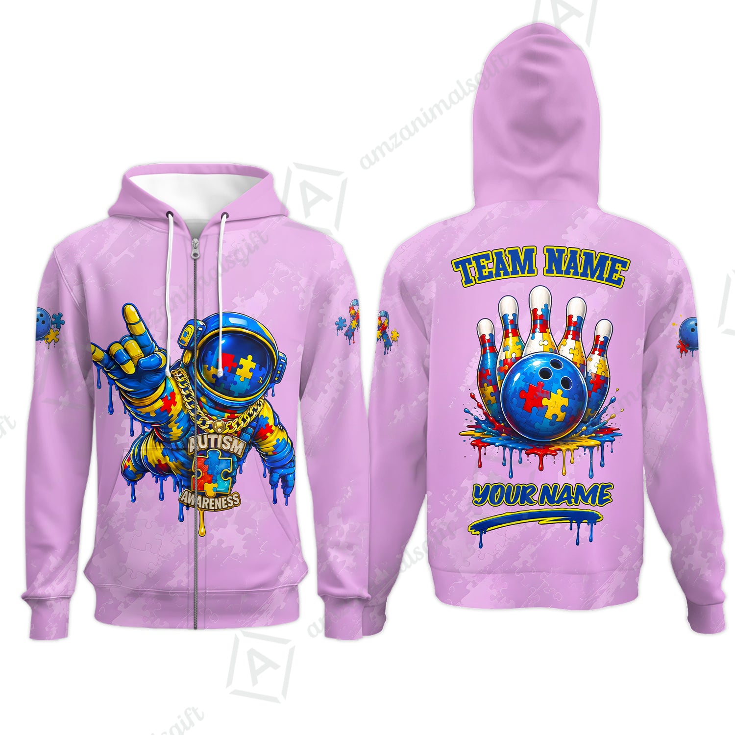 Zip Hoodie||Pink