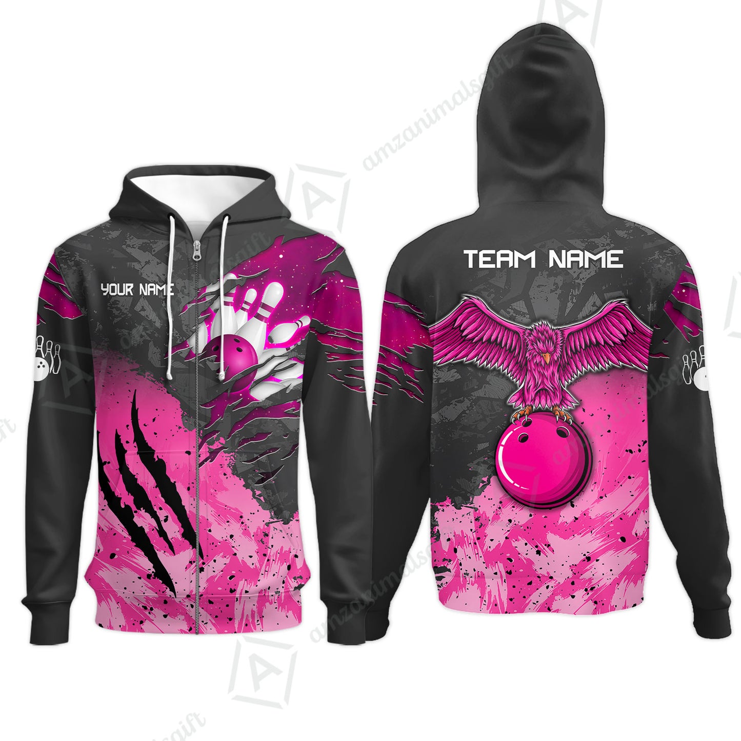 Zip Hoodie||Pink