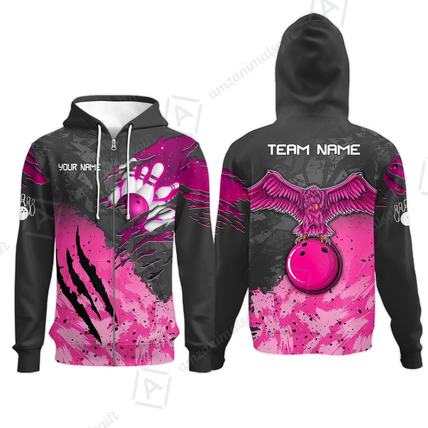 Zip Hoodie||Pink