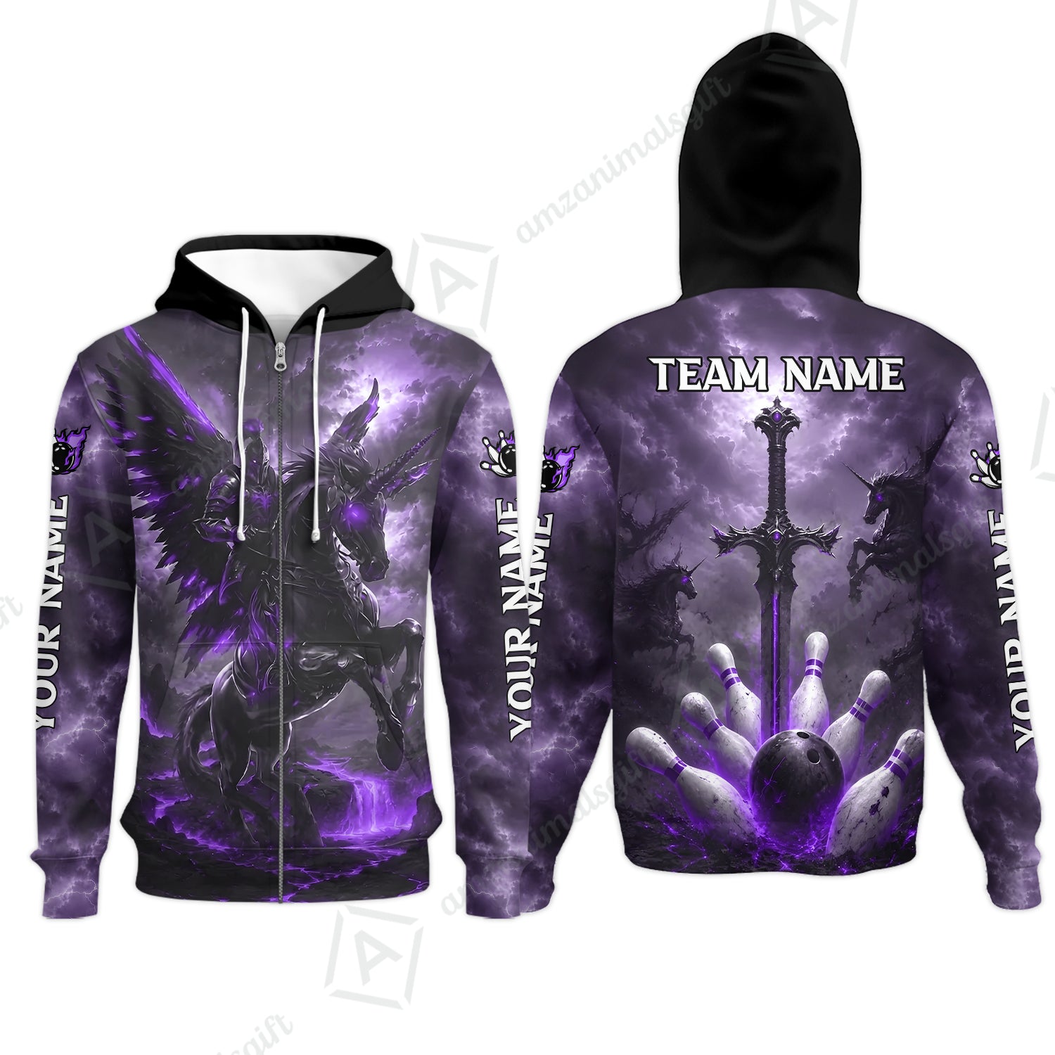 Zip Hoodie||Purple