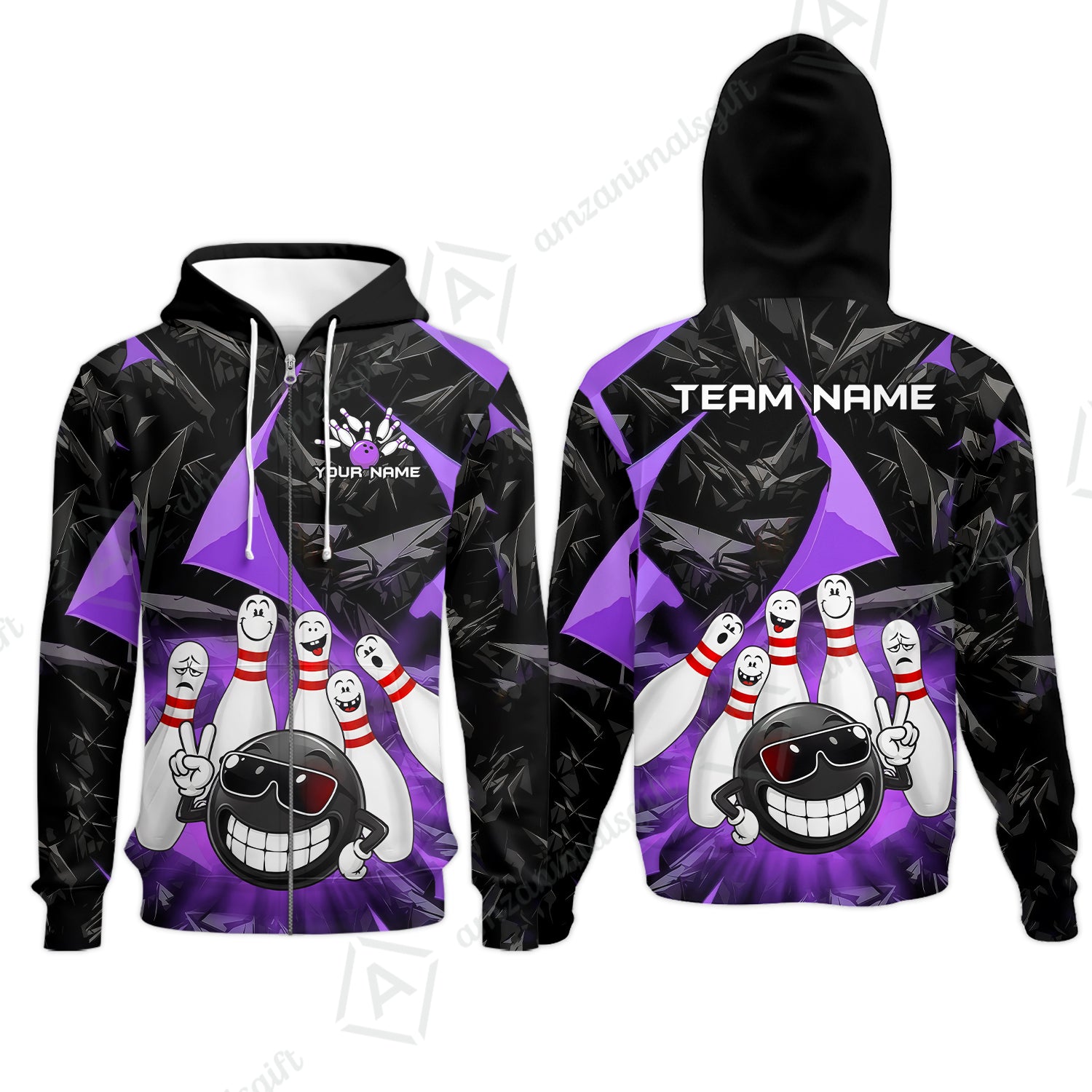 Zip Hoodie||Purple