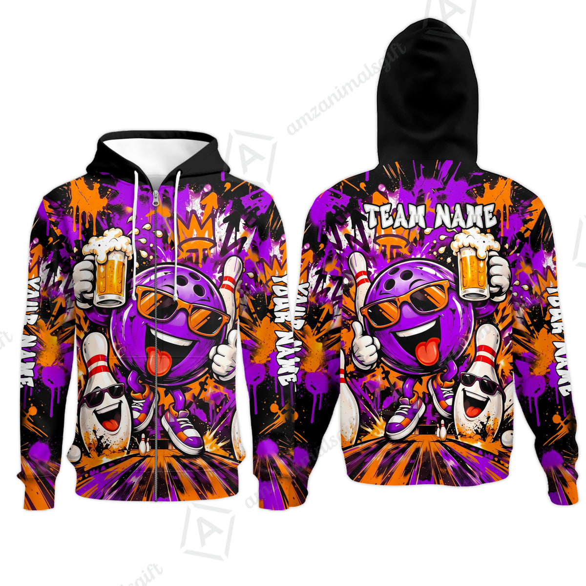 Zip Hoodie||Purple