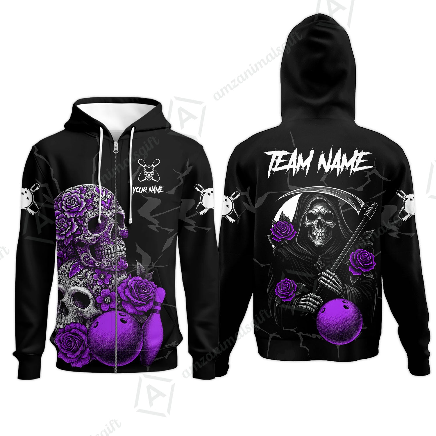 Zip Hoodie||Purple