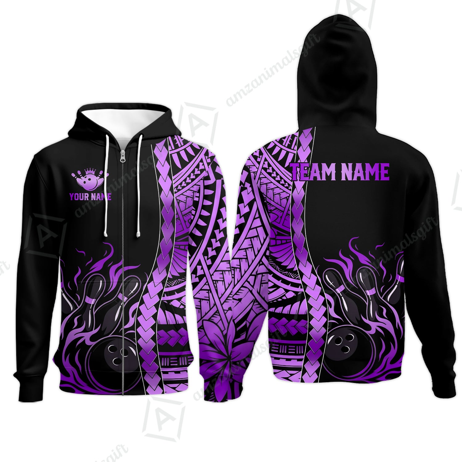 Zip Hoodie||Purple