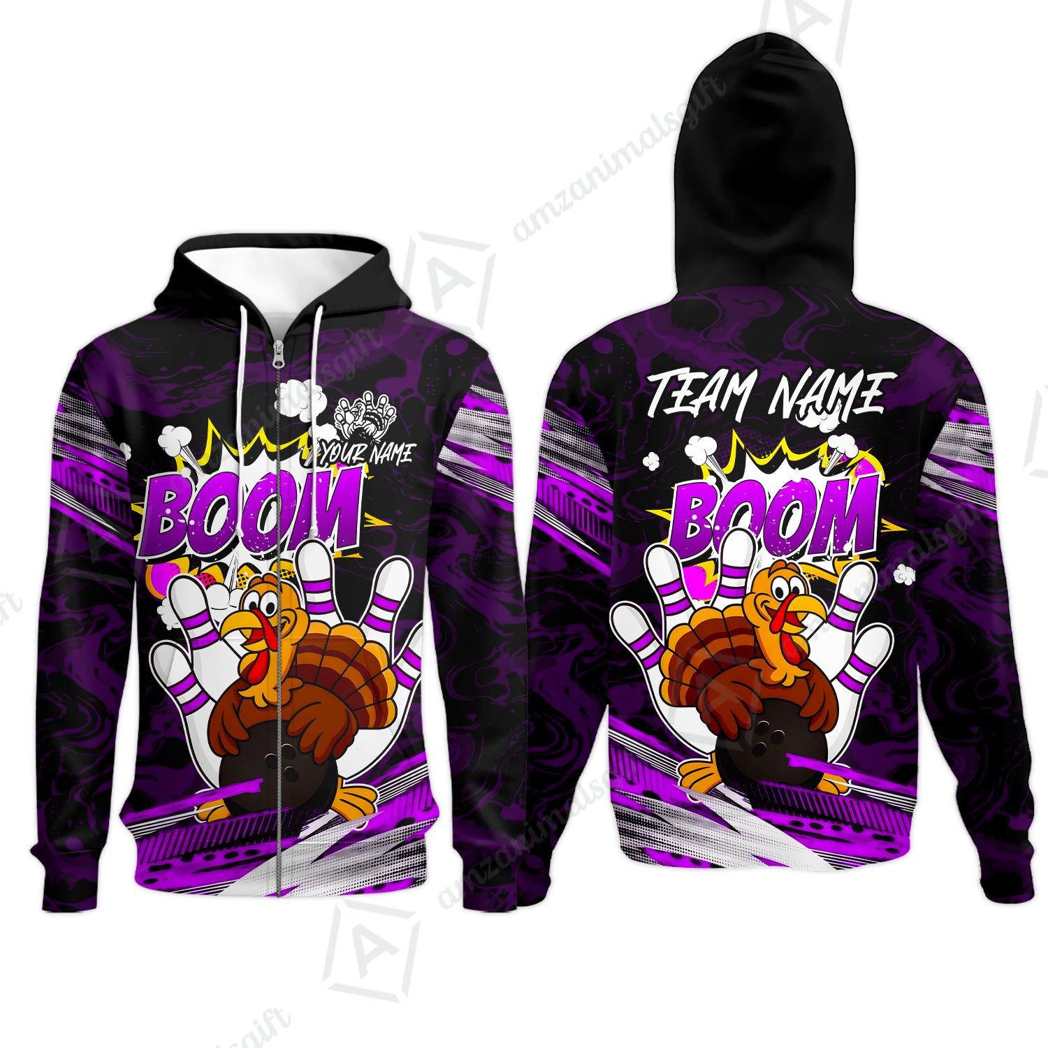 Zip Hoodie||Purple
