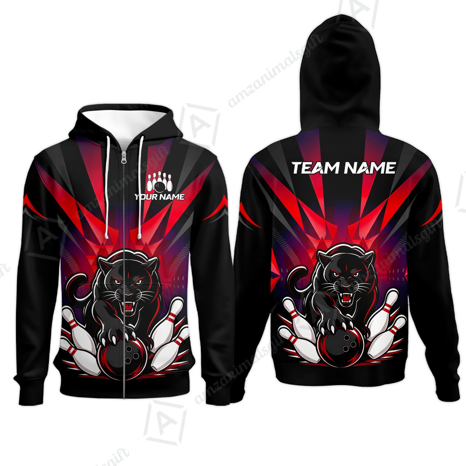 Zip Hoodie||Red