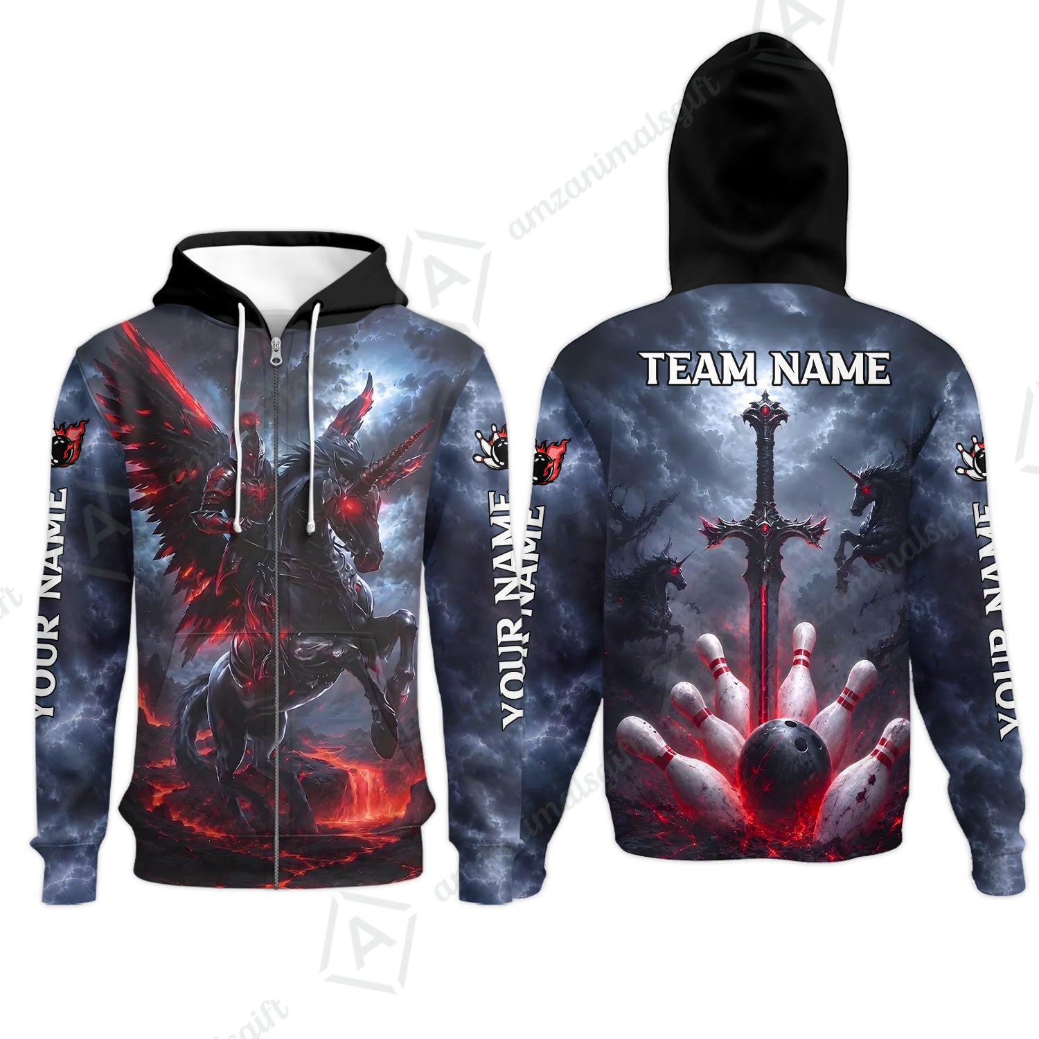 Zip Hoodie||Red