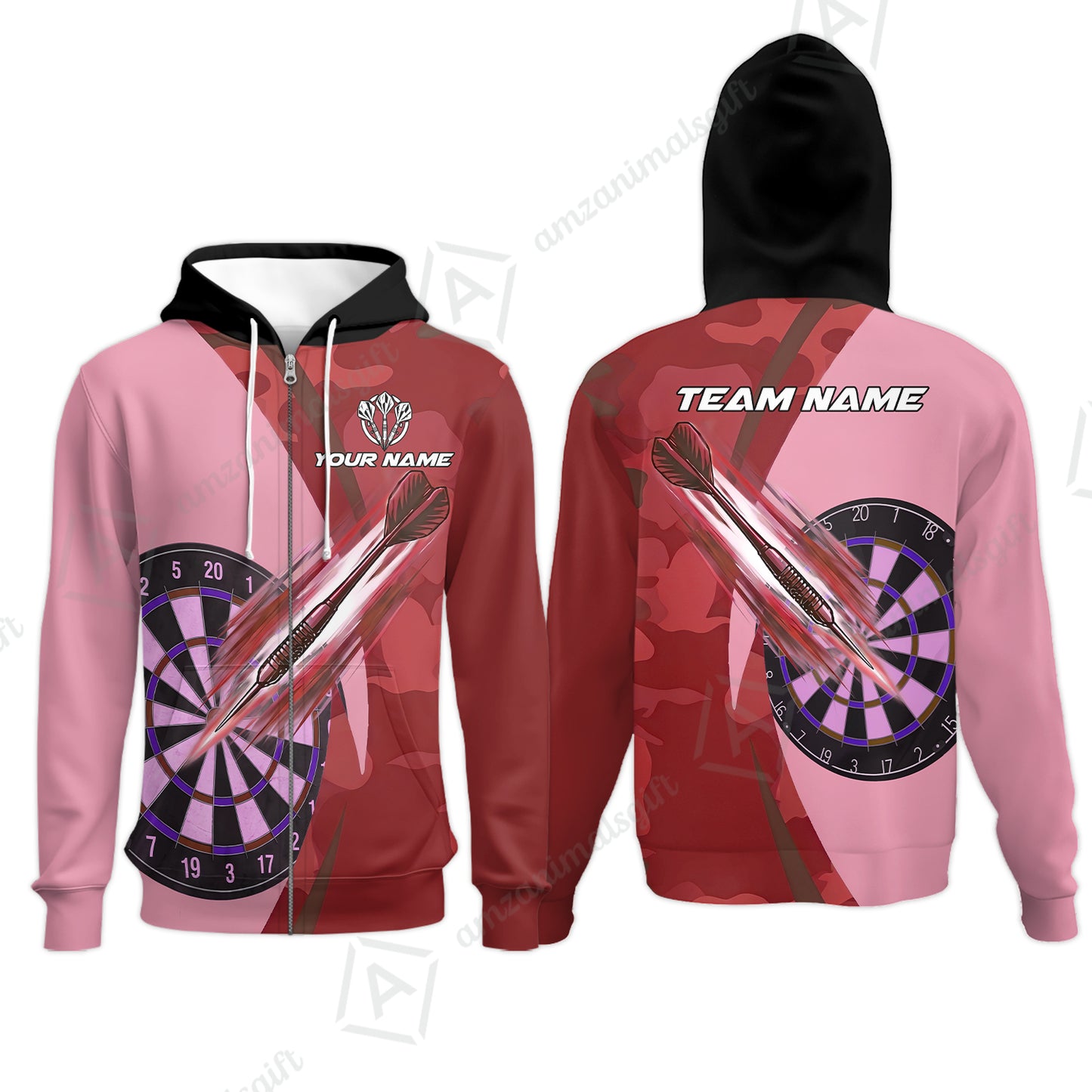 Zip Hoodie||Red