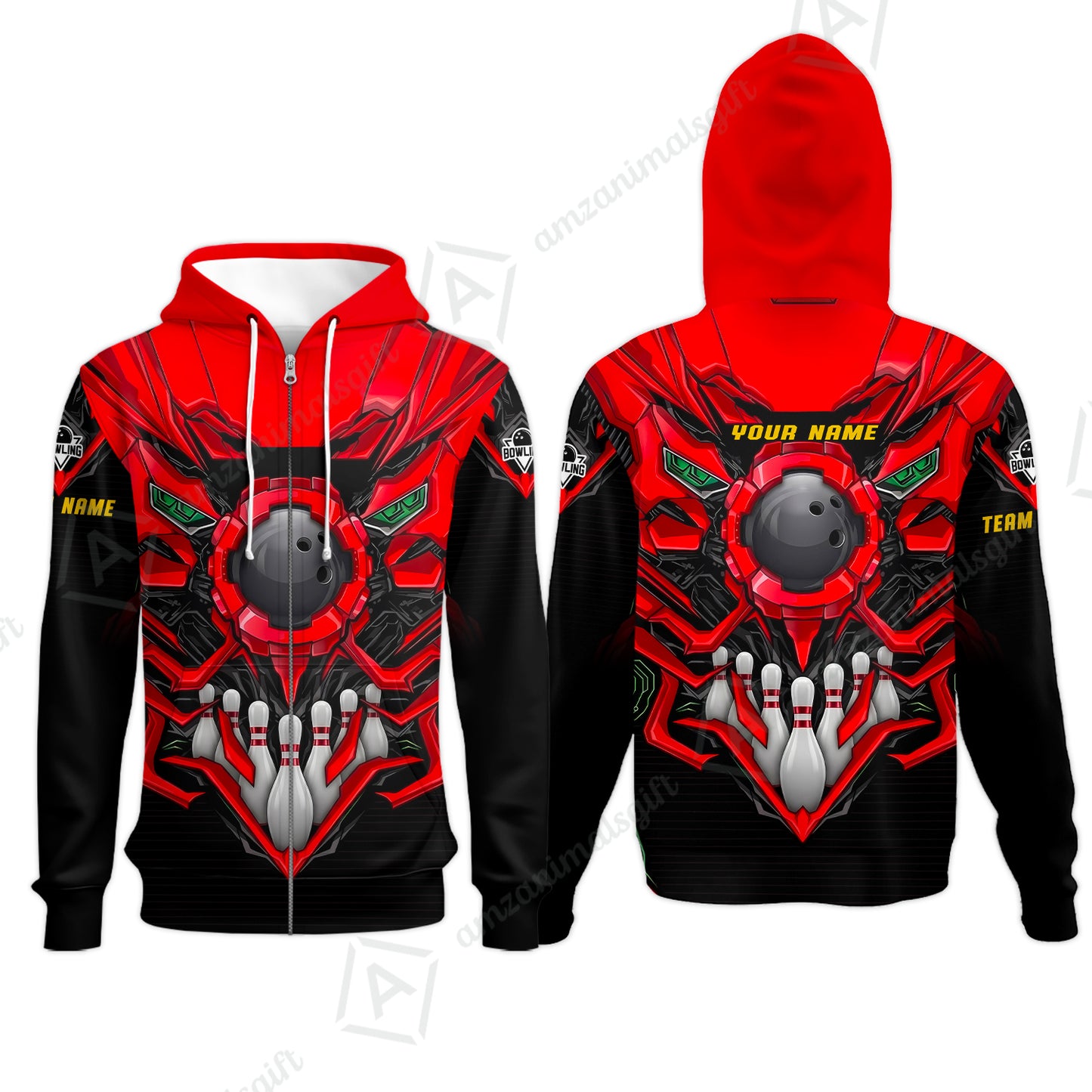 Zip Hoodie||Red