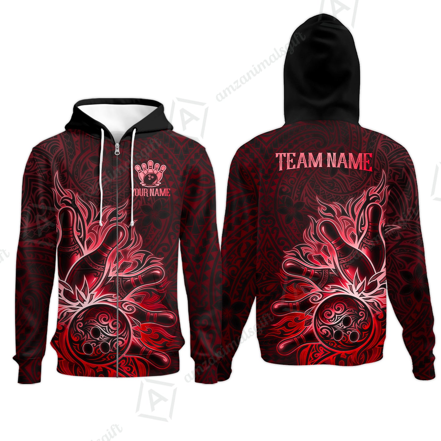 Zip Hoodie||Red