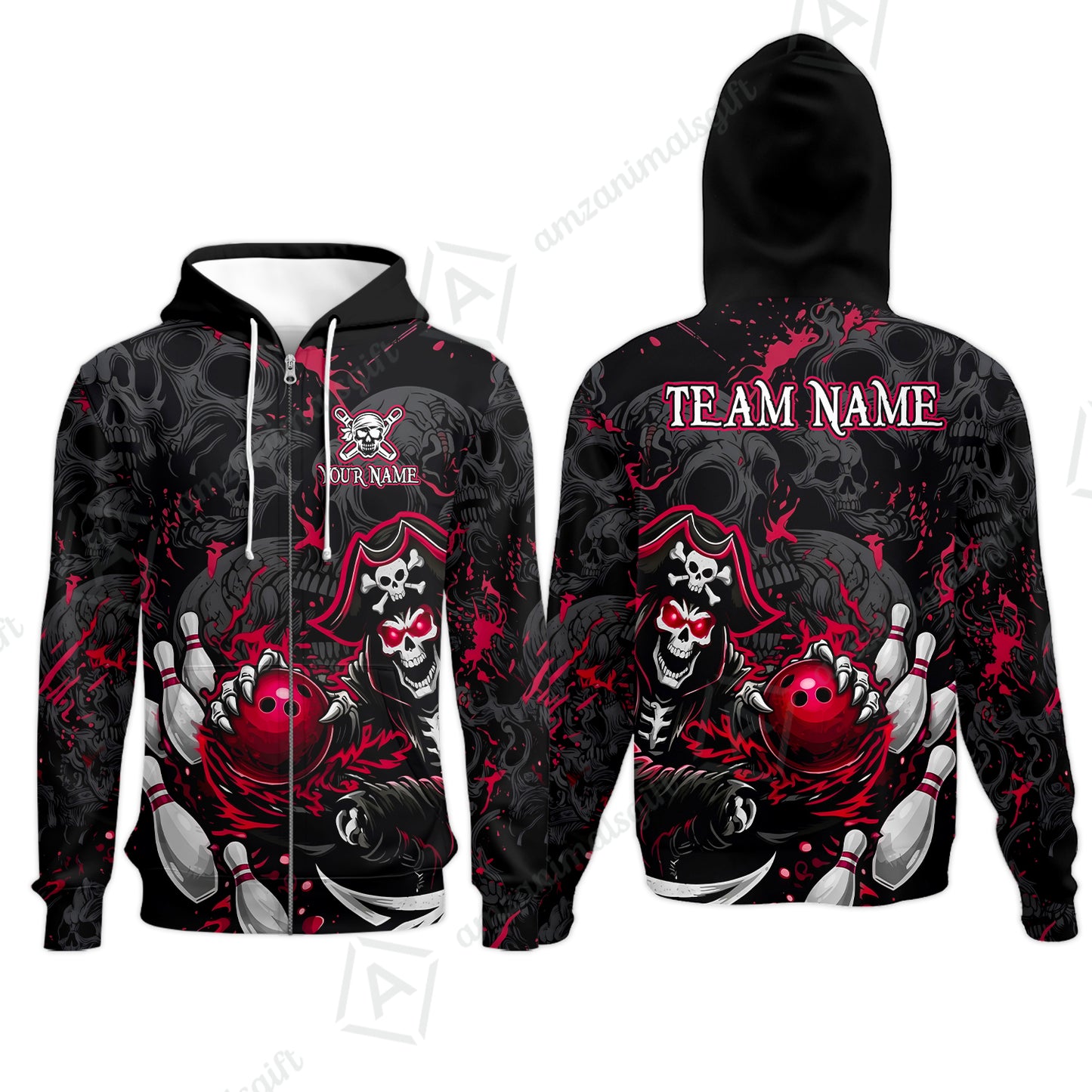 Zip Hoodie||Red