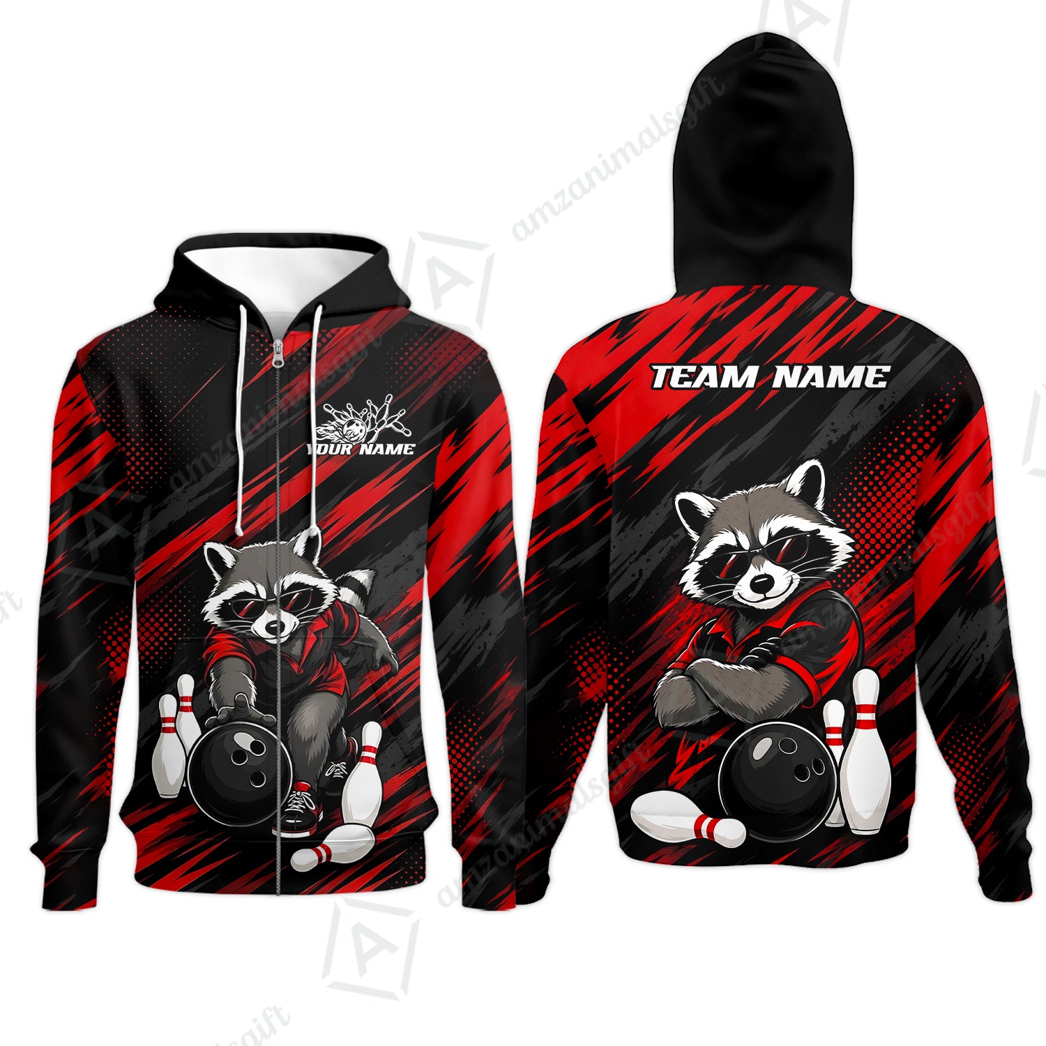 Zip Hoodie||Red