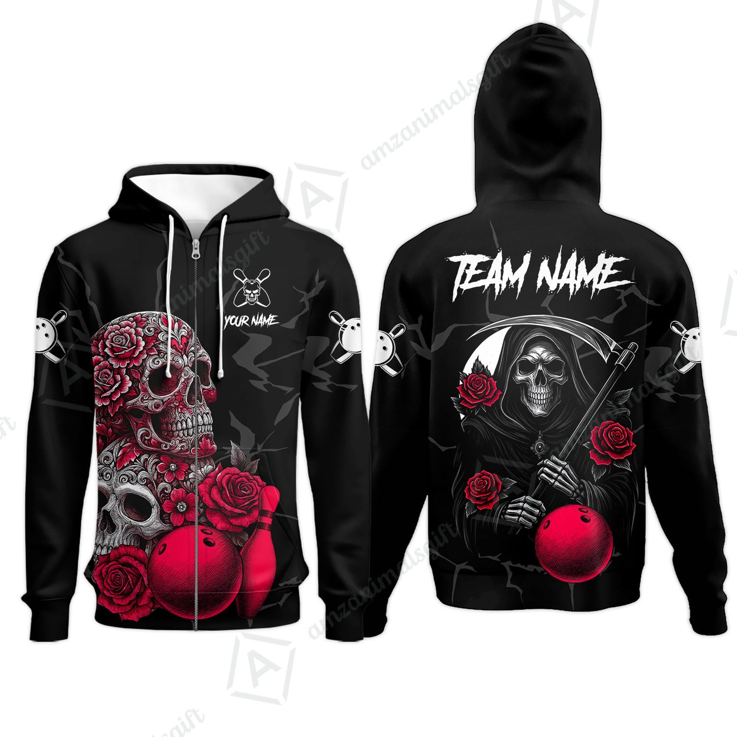 Zip Hoodie||Red
