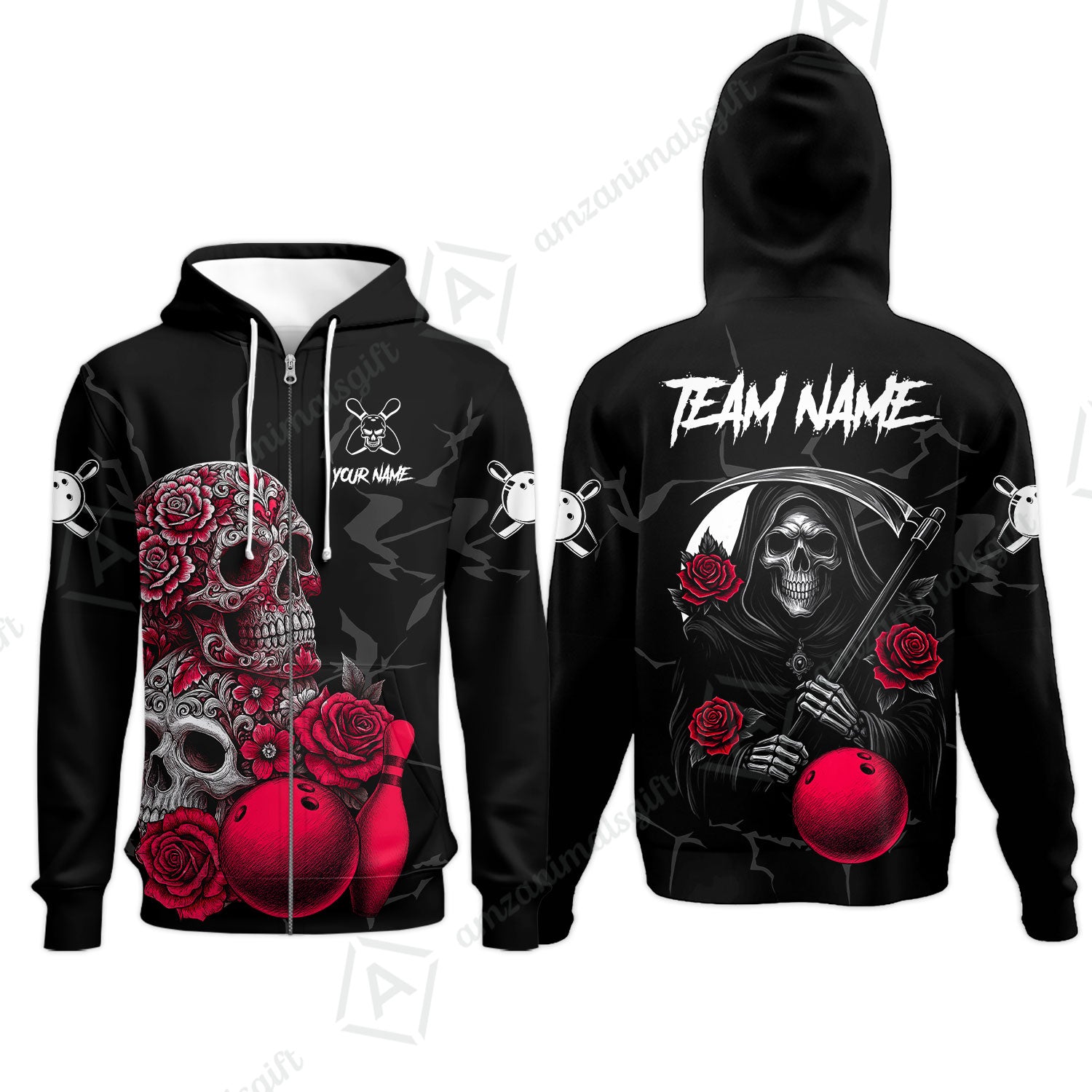 Zip Hoodie||Red
