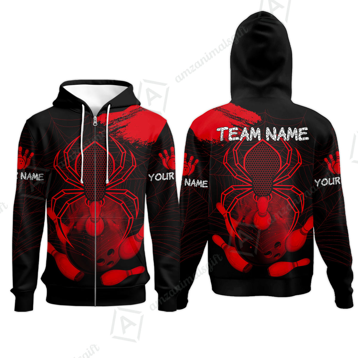 Zip Hoodie||Red