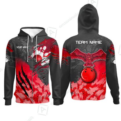 Zip Hoodie||Red