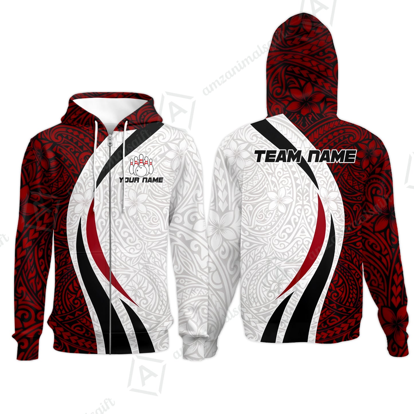 Zip Hoodie||Red