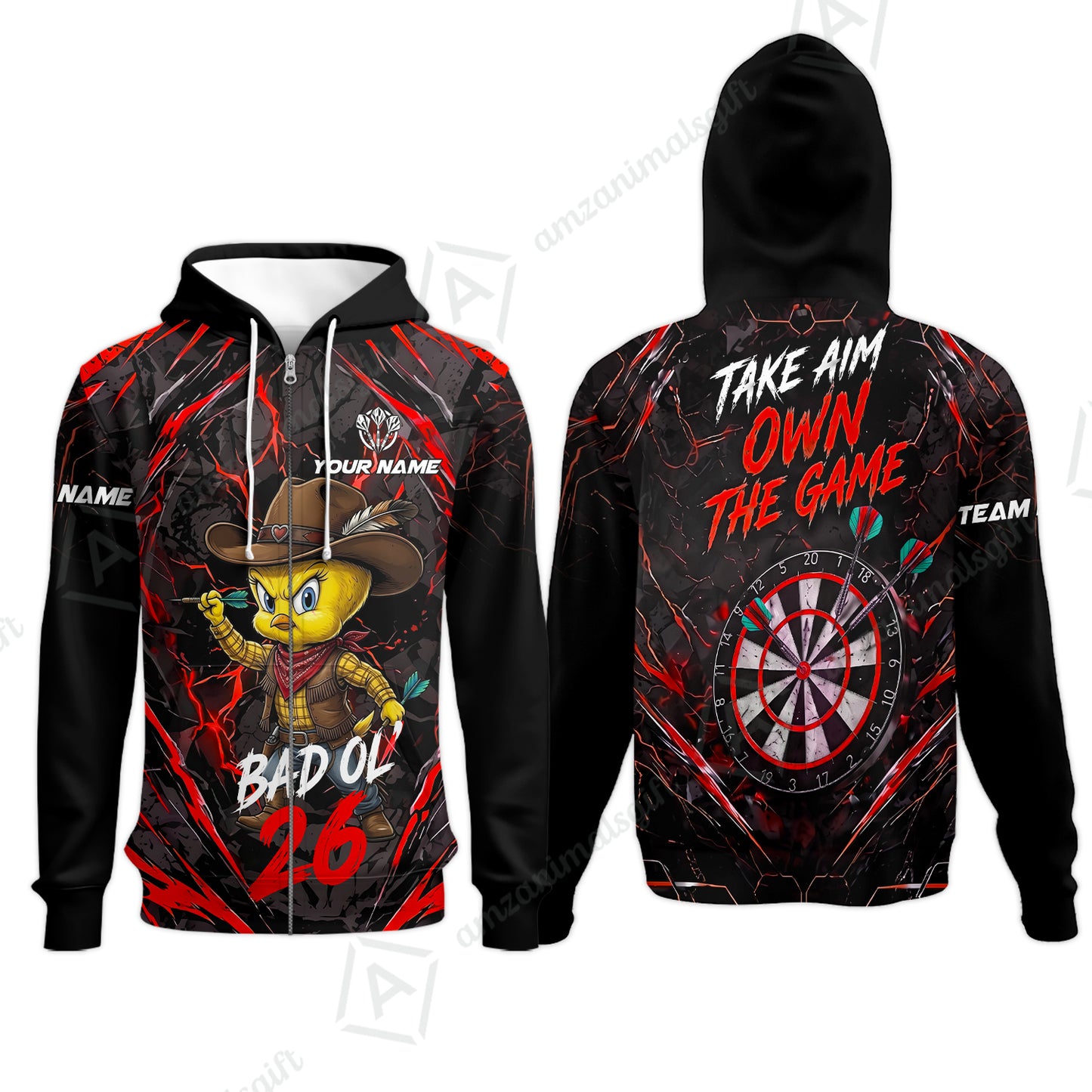 Zip Hoodie||Red