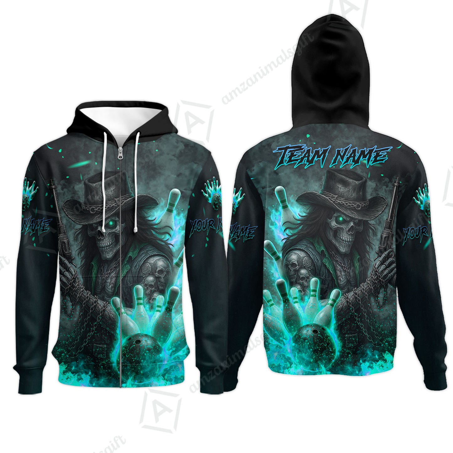 Zip Hoodie||Turquoise