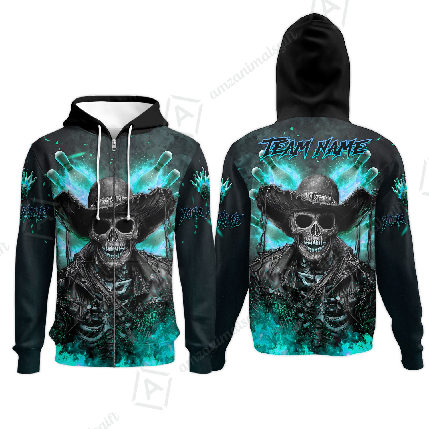 Zip Hoodie||Turquoise