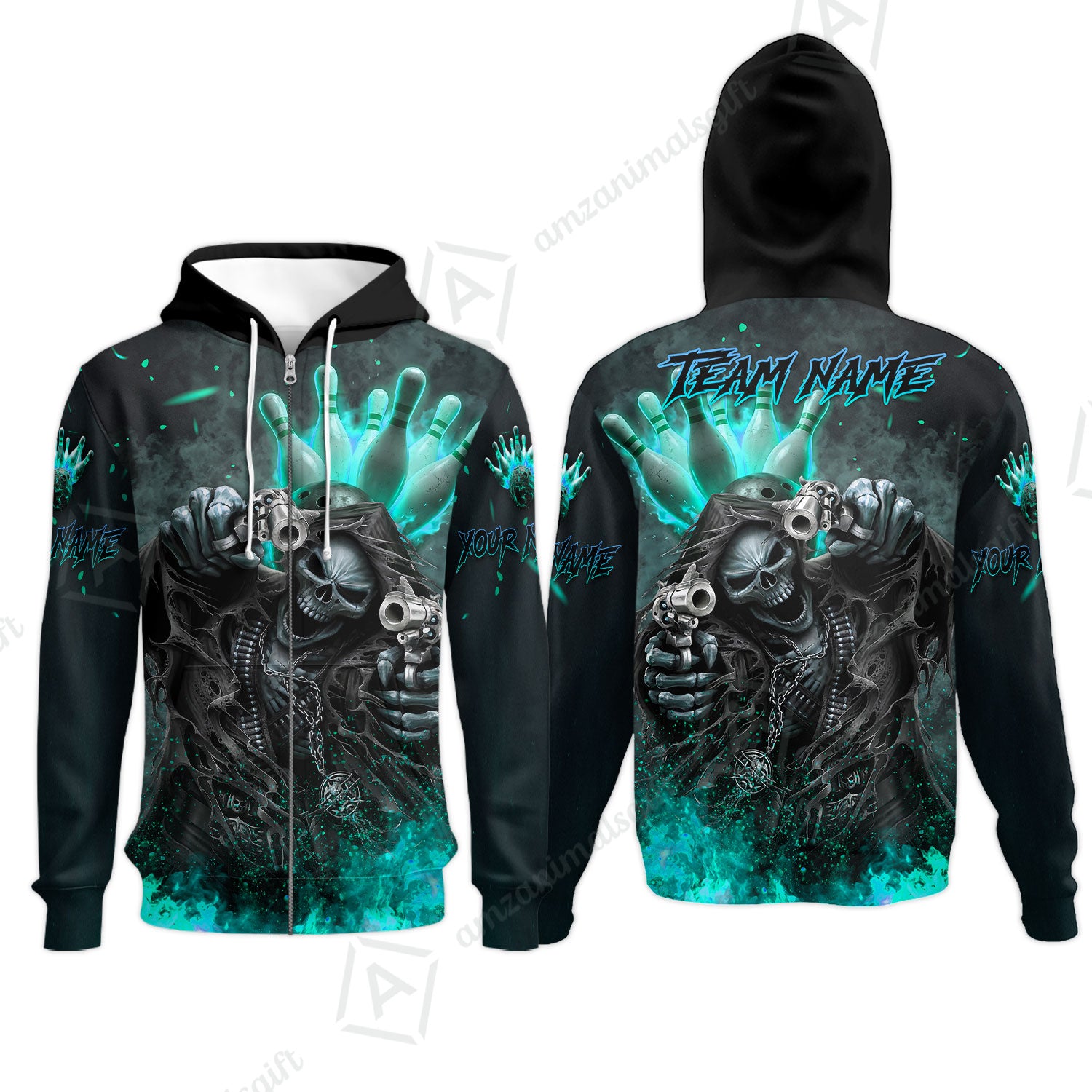 Zip Hoodie||Turquoise