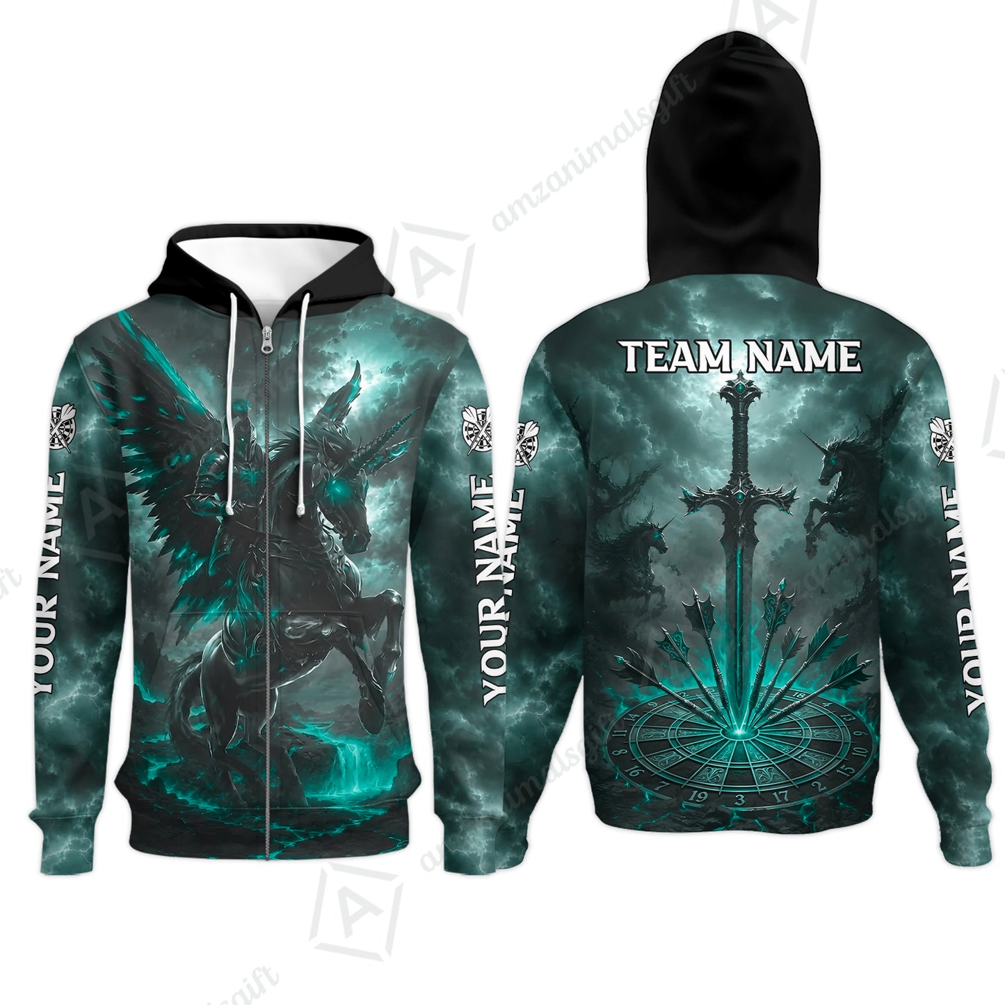Zip Hoodie||Turquoise
