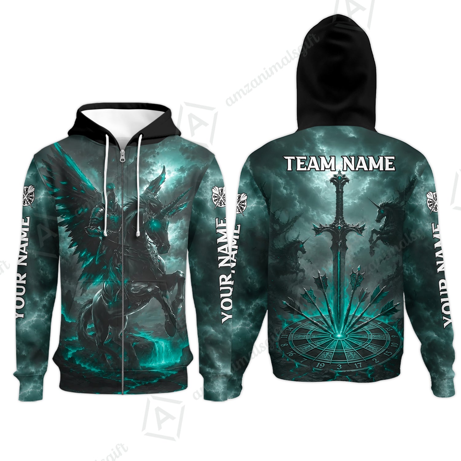 Zip Hoodie||Turquoise