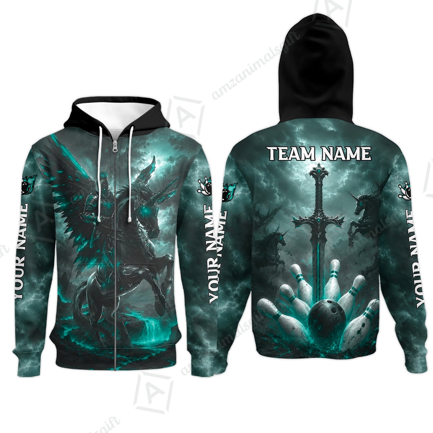 Zip Hoodie||Turquoise
