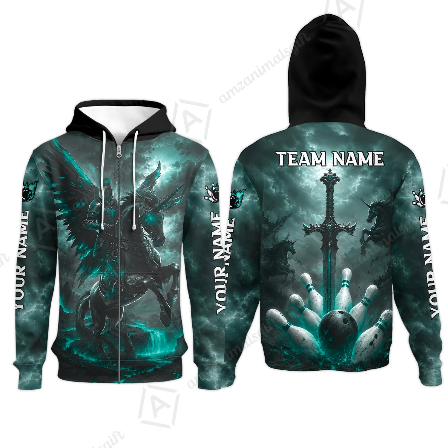 Zip Hoodie||Turquoise