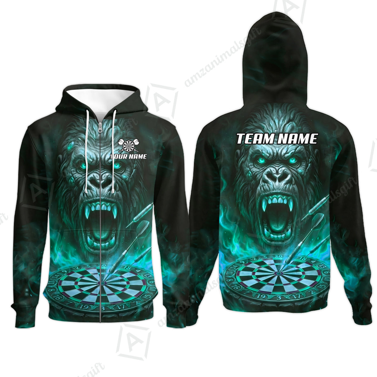 Zip Hoodie||Turquoise
