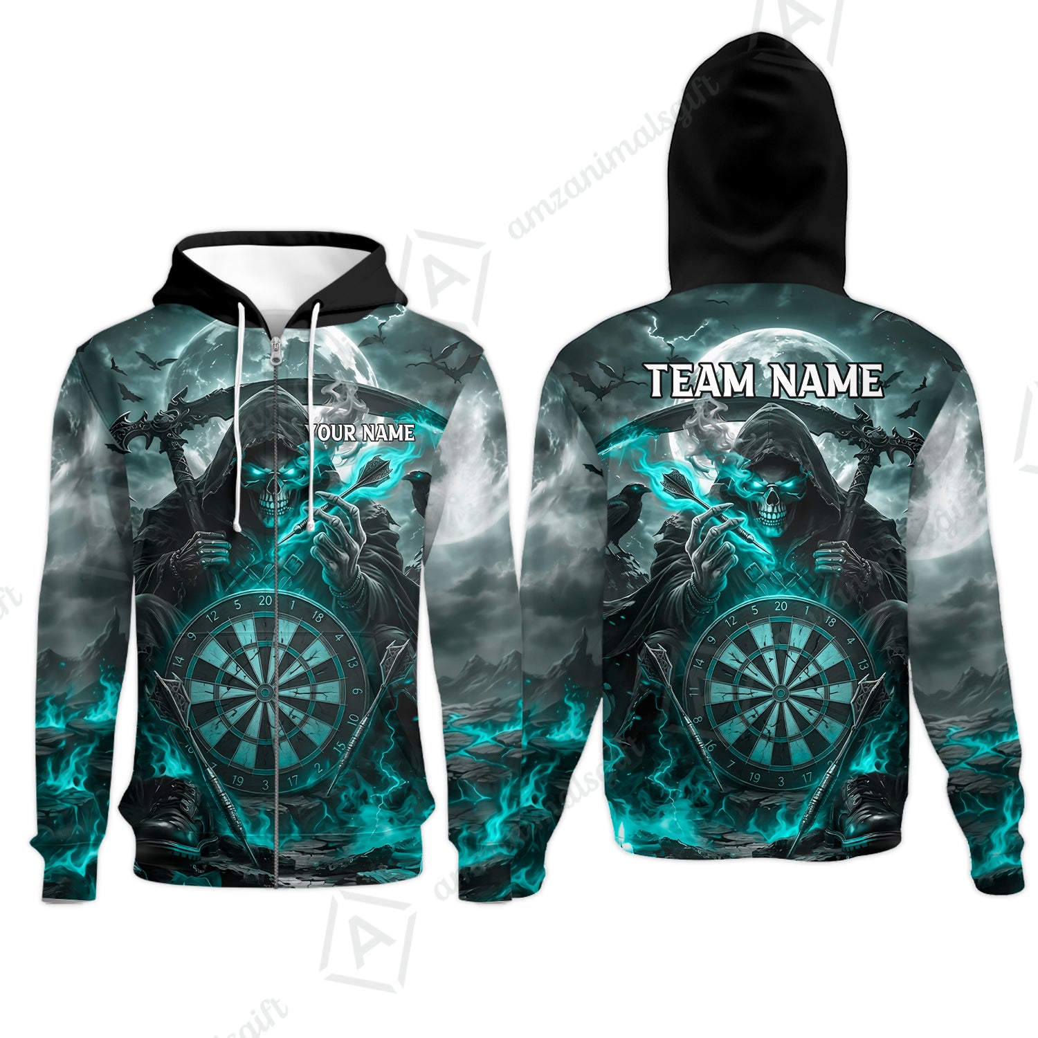 Zip Hoodie||Turquoise