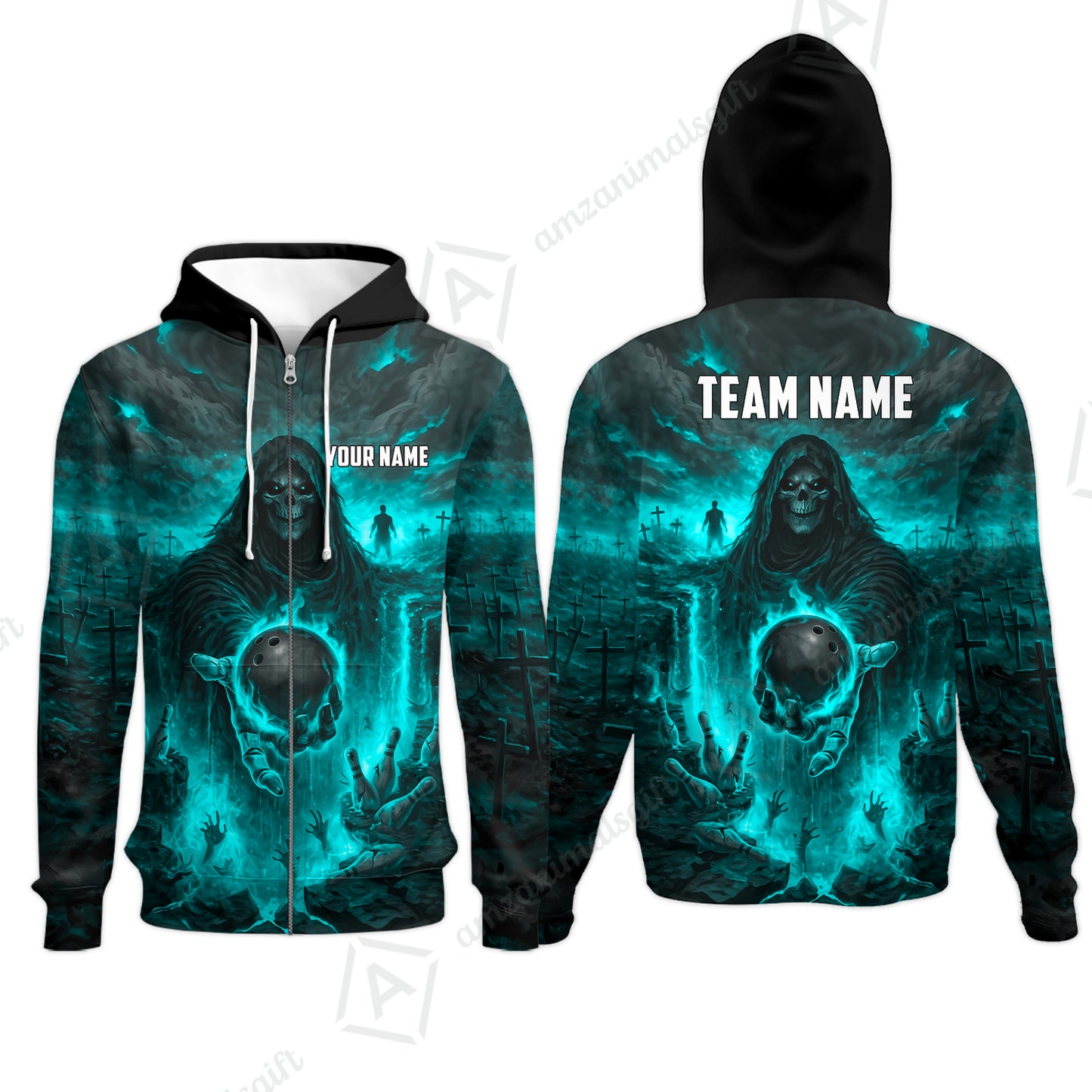 Zip Hoodie||Turquoise