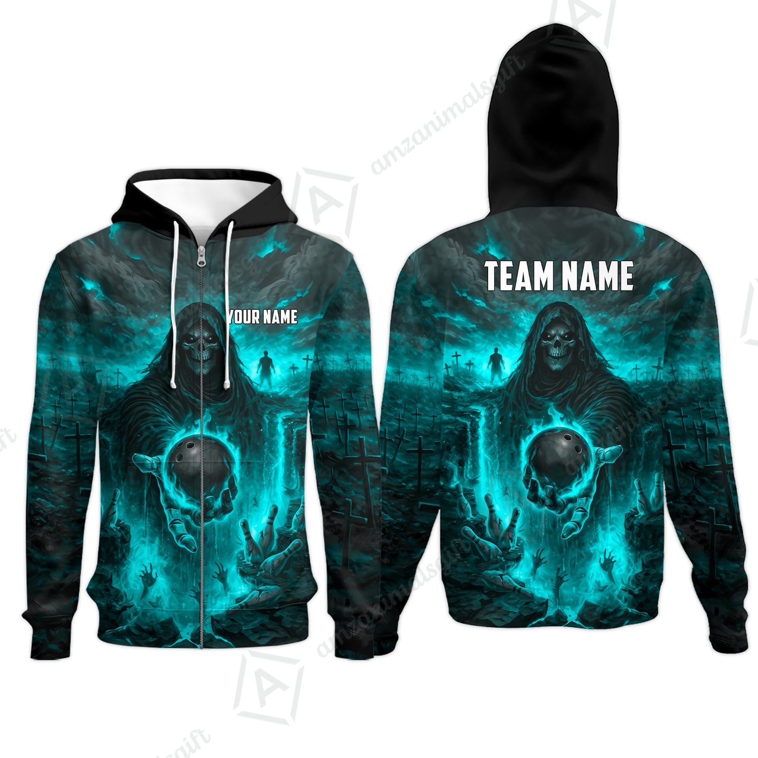 Zip Hoodie||Turquoise