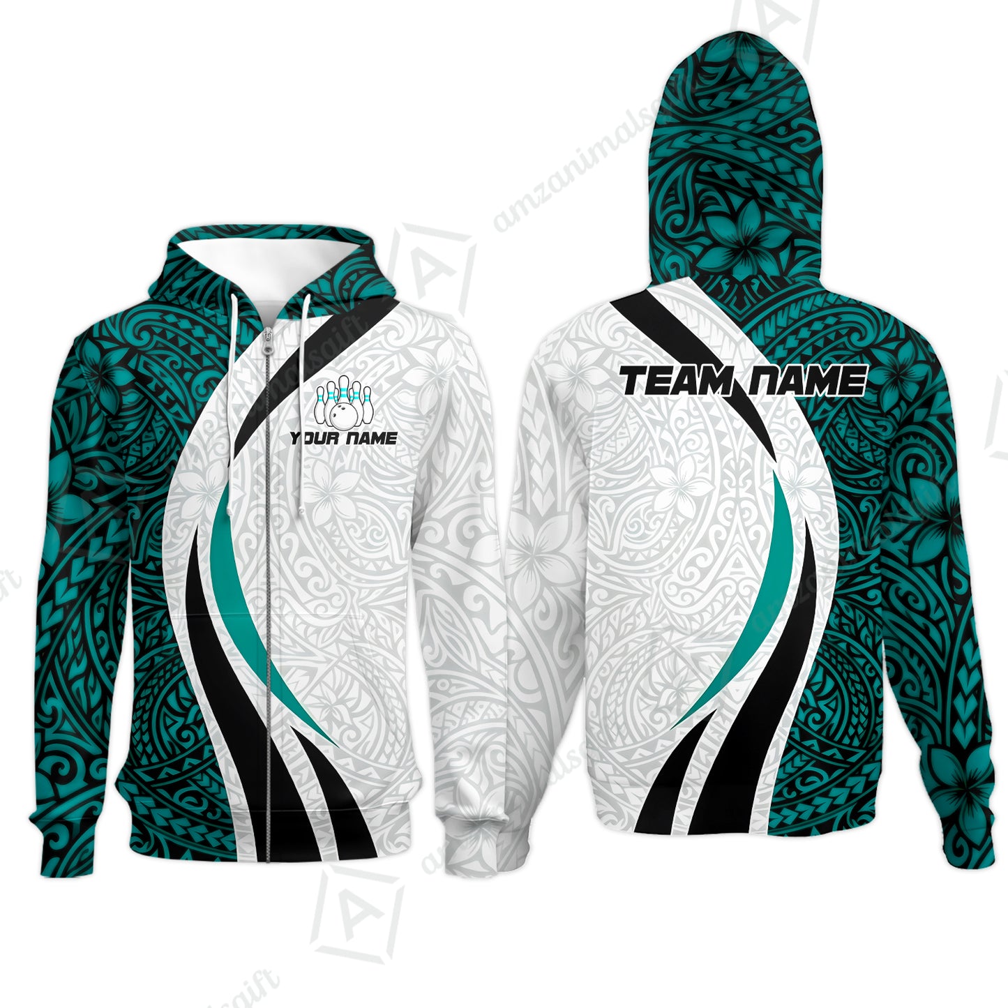 Zip Hoodie||Turquoise