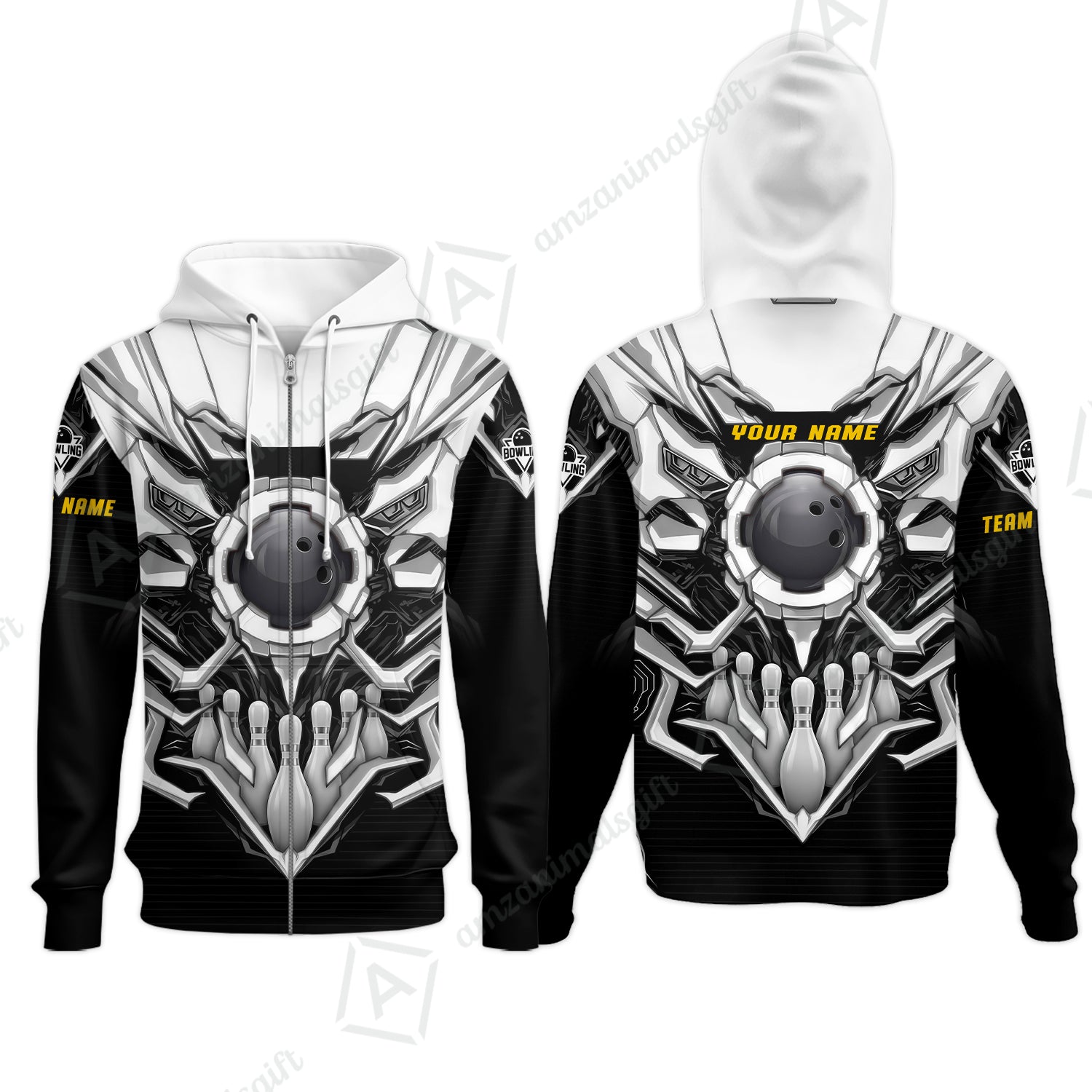 Zip Hoodie||White