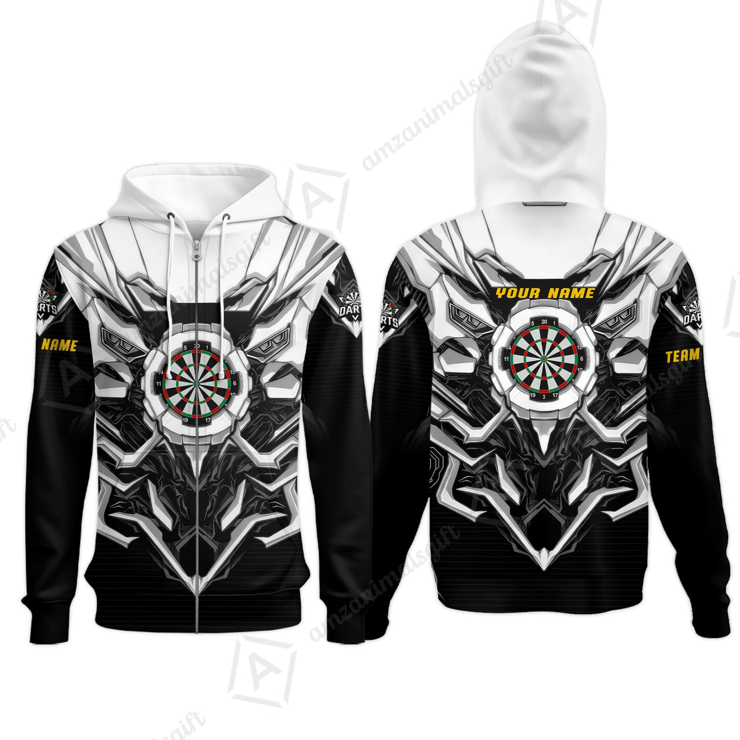 Zip Hoodie||White