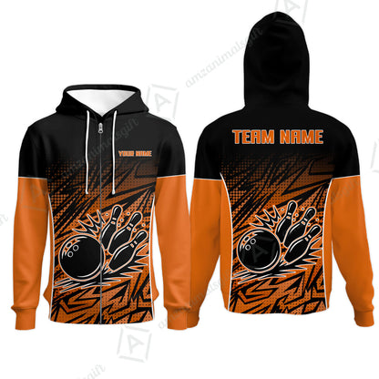 Customized Bowling Unisex Polo Shirt, Abstract Sameless Pattern Color Bowling Uniforms, Personalized Name And Team Name