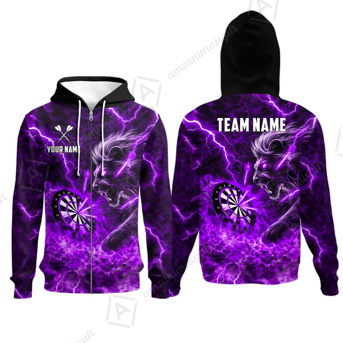 Custom Darts Team Jersey, Personalized Lightning Lion Jersey Shirt For Players With Name & Team Name