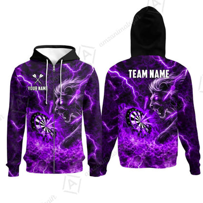 Custom Darts Team Jersey, Personalized Lightning Lion Jersey Shirt For Players With Name & Team Name
