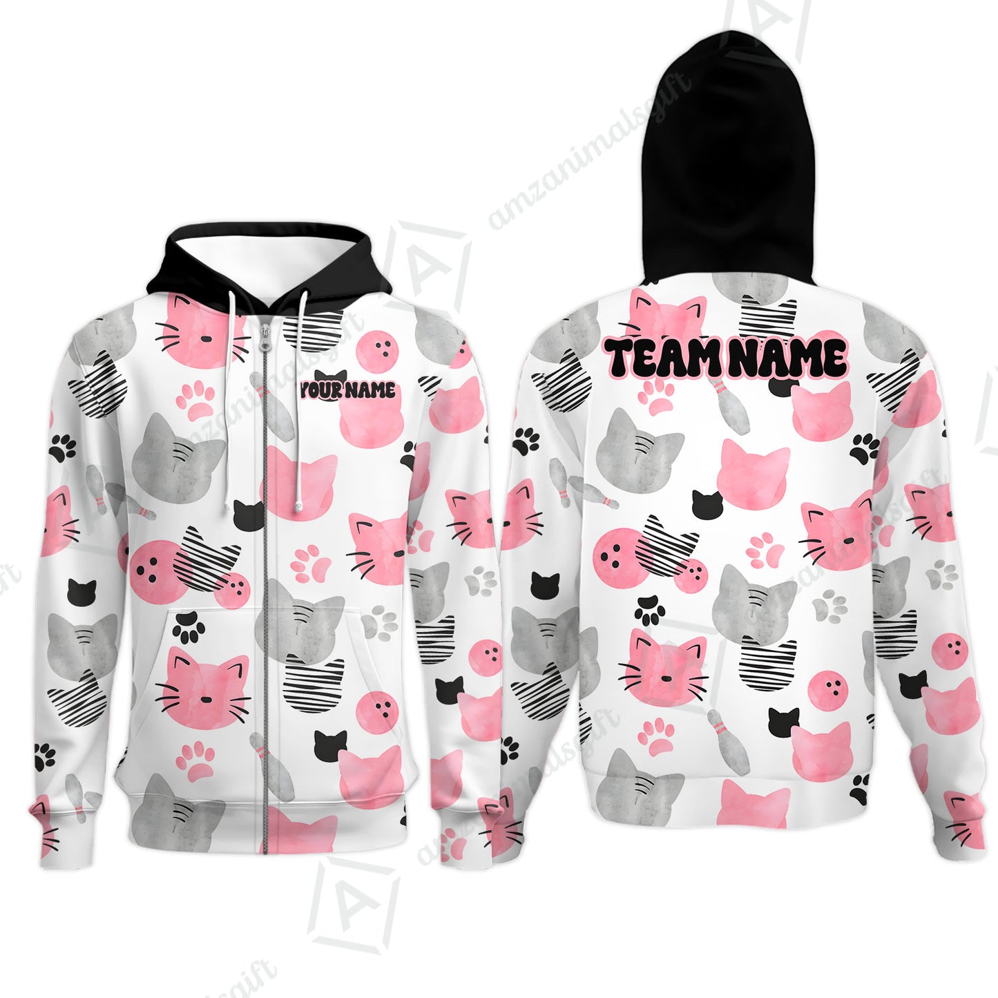 Customized Cat Bowling Watercolor Bowling Jersey, Custom Name And Team Name For Bowlers
