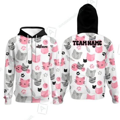 Customized Cat Bowling Watercolor Bowling Jersey, Custom Name And Team Name For Bowlers