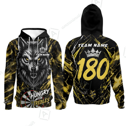 Custom Darts Jersey Polo Shirt, Wolf 180, Custom Dart Jersey Team Shirt For Players With Name & Team Name